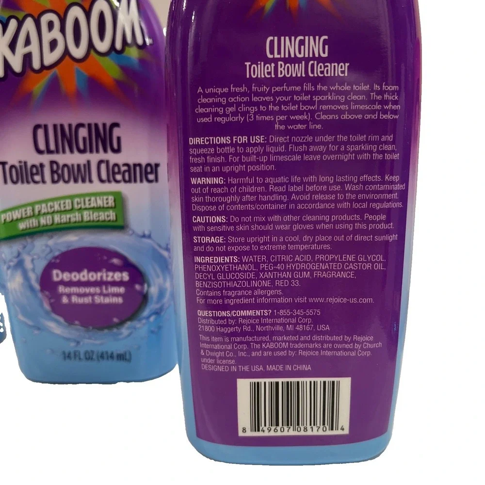 3 x Kaboom Clinging Toilet Bowl Cleaner Foaming Remove Rust & Lime Stains